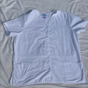 SB Scrubs White Casual Button Down Shirt